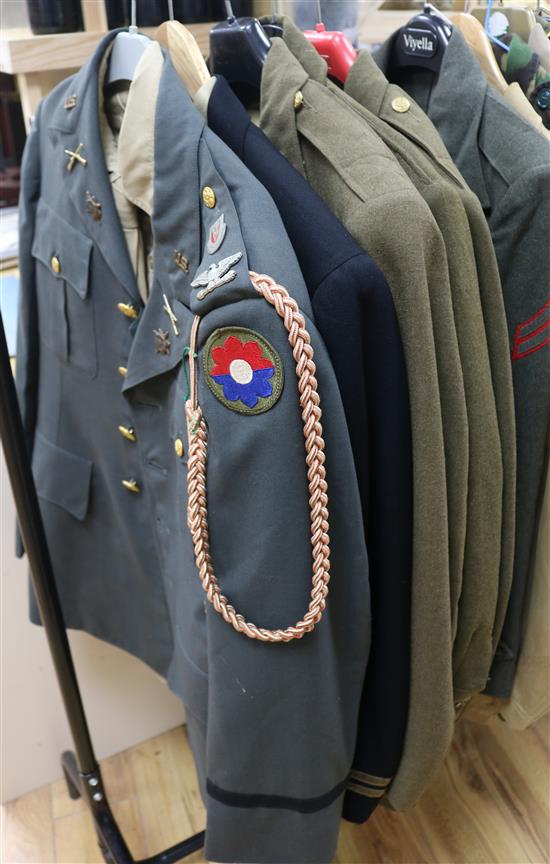 Six military jackets and two similar shirts